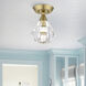 Brussels 1 Light 7 inch Natural Brass Crystal Semi-Flush Ceiling Light