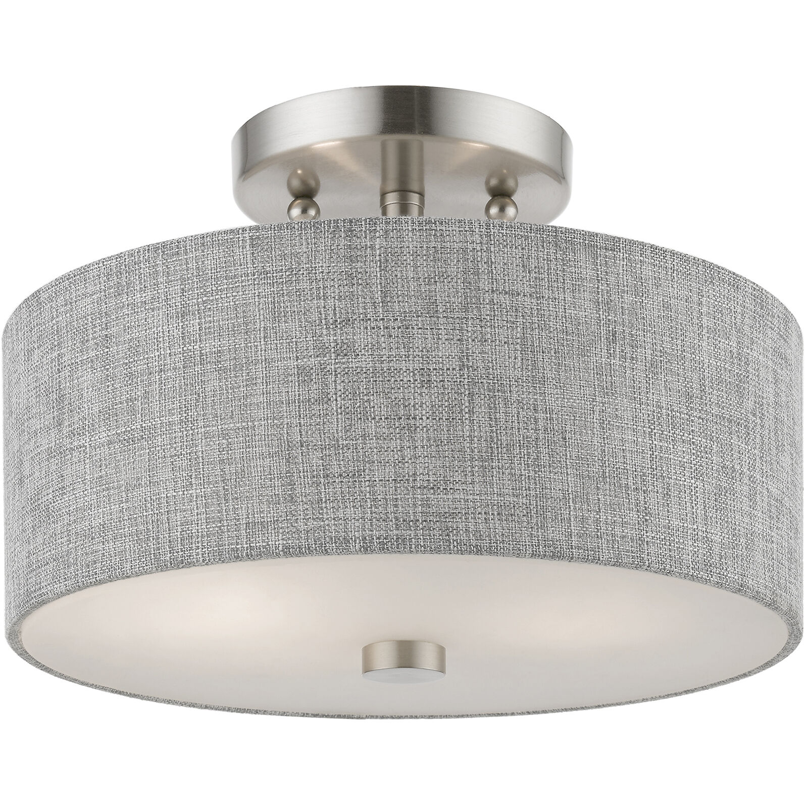 Dakota 2 Light 11 inch Brushed Nickel with Shiny White Accents Semi-Flush Ceiling Light