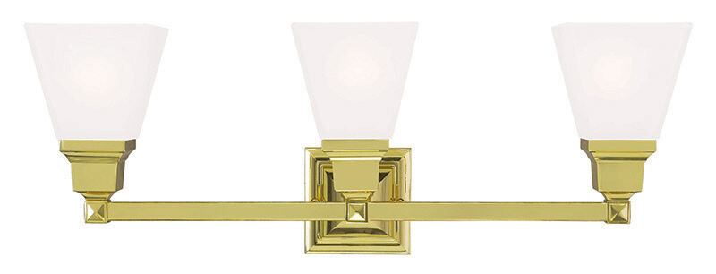 Mission 3 Light 25 inch Polished Brass Bath Vanity Wall Light