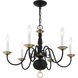 Williamsburg 6 Light 24 inch Black with Antique Brass Accents Chandelier Ceiling Light