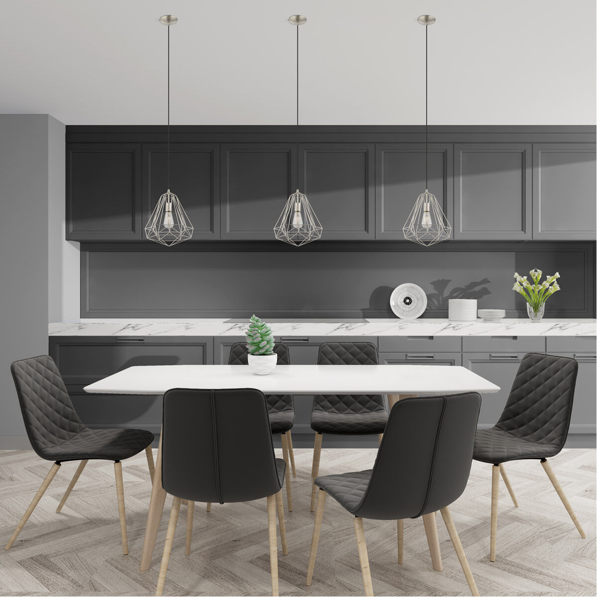 Geometric 1 Light 12 inch Brushed Nickel Mini Pendant Ceiling Light