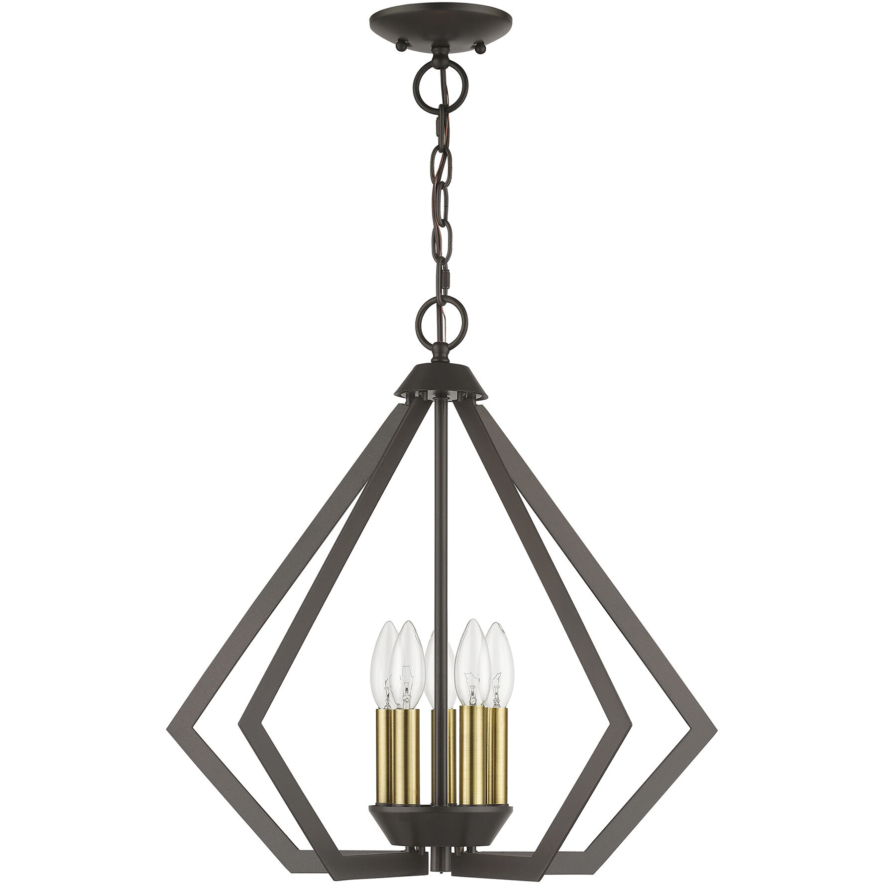 Prism 5 Light 20 inch English Bronze with Antique Brass Finish Accents Chandelier Ceiling Light