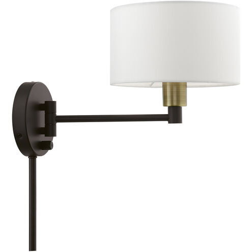 Allison 15 inch 60.00 watt Bronze with Antique Brass Accent Swing Arm Wall Lamp Wall Light