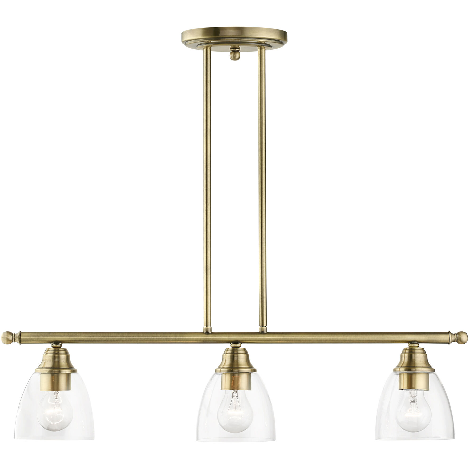 Montgomery 3 Light 30 inch Antique Brass Linear Chandelier Ceiling Light