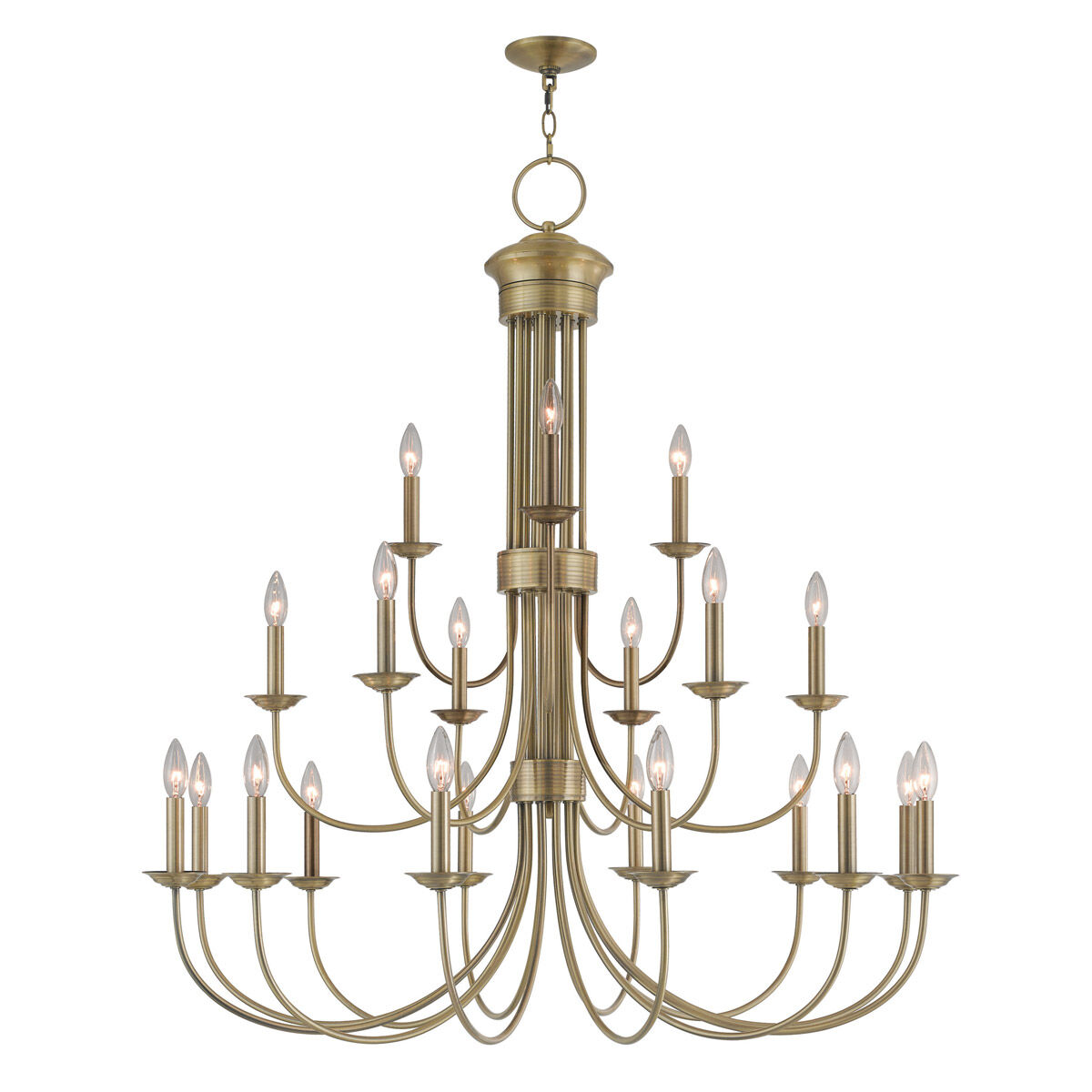 Estate 21 Light 42 inch Antique Brass Foyer Chandelier Ceiling Light