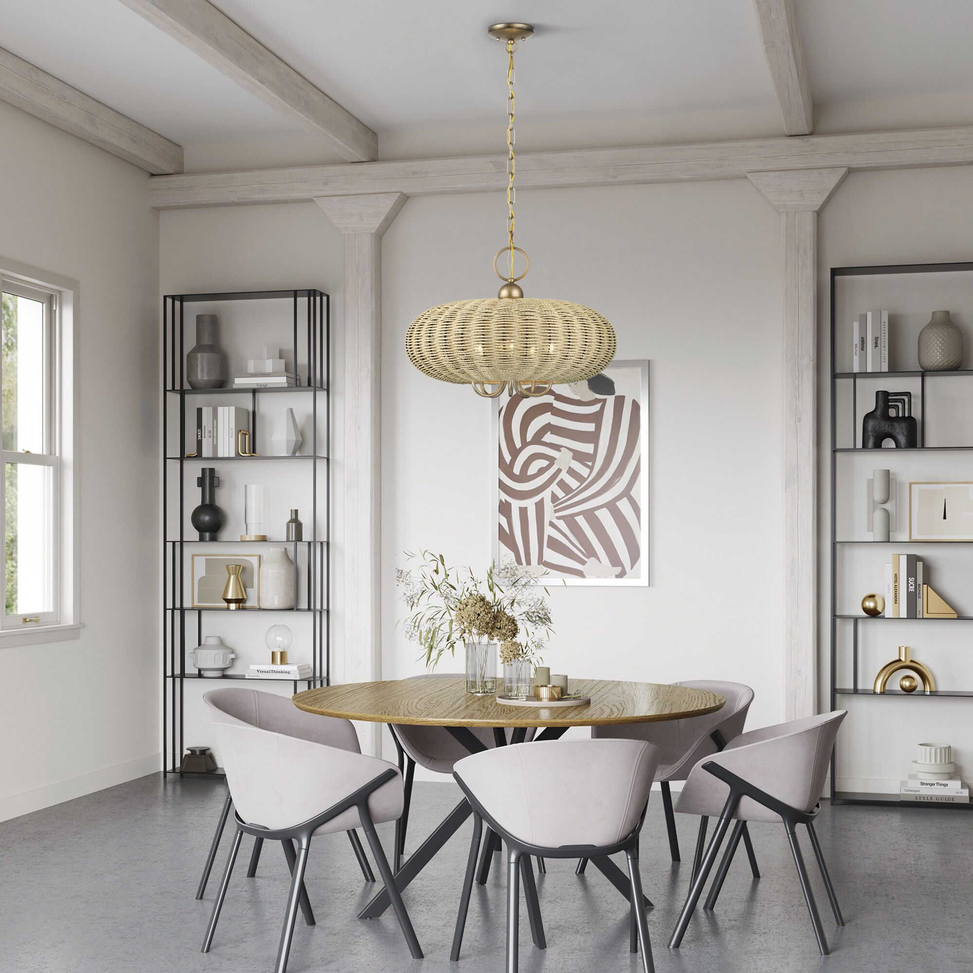 Summervine 5 Light 22 inch Antique Gold Leaf Pendant Chandelier Ceiling Light