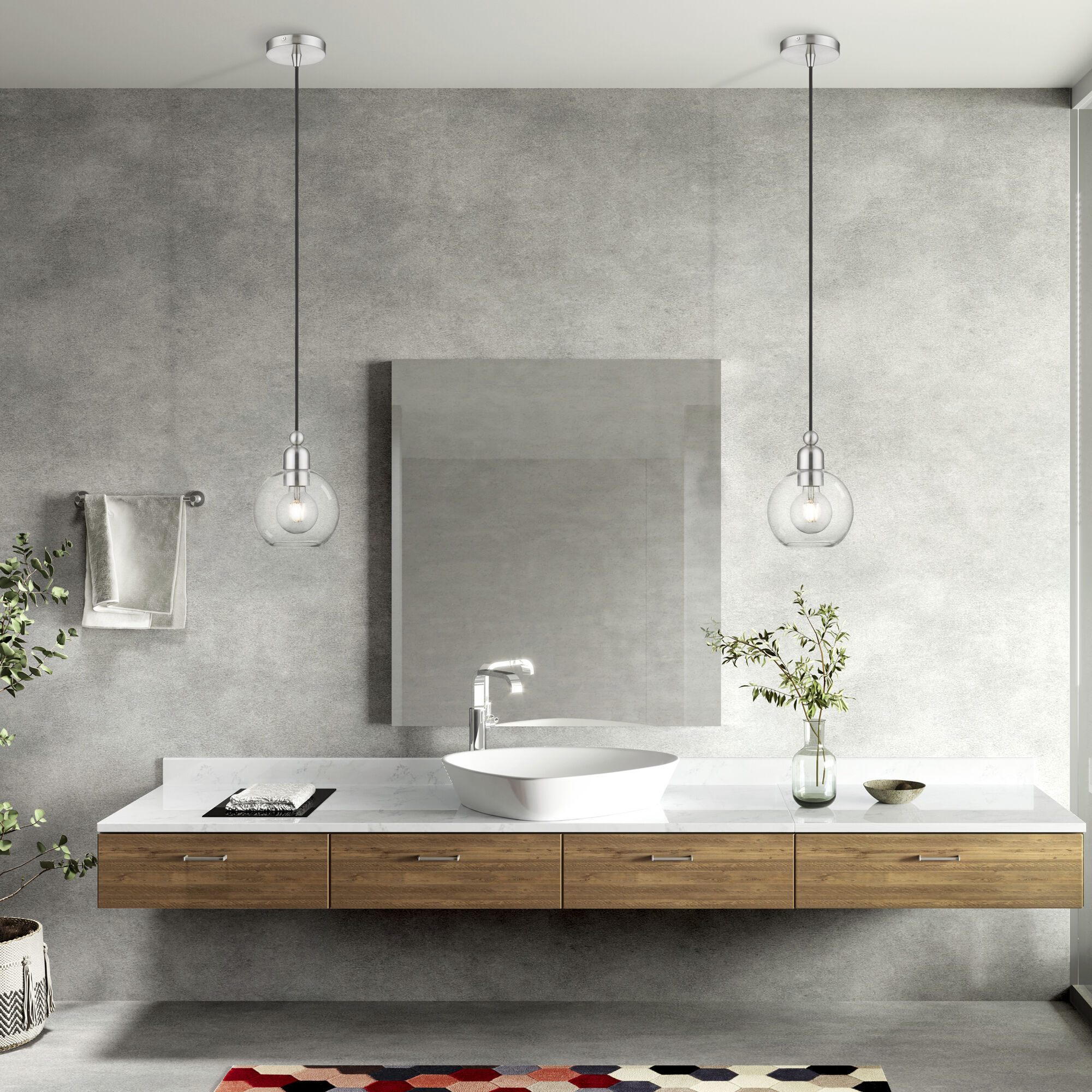 Downtown 1 Light 6.5 inch Brushed Nickel Mini Pendant Ceiling Light, Sphere