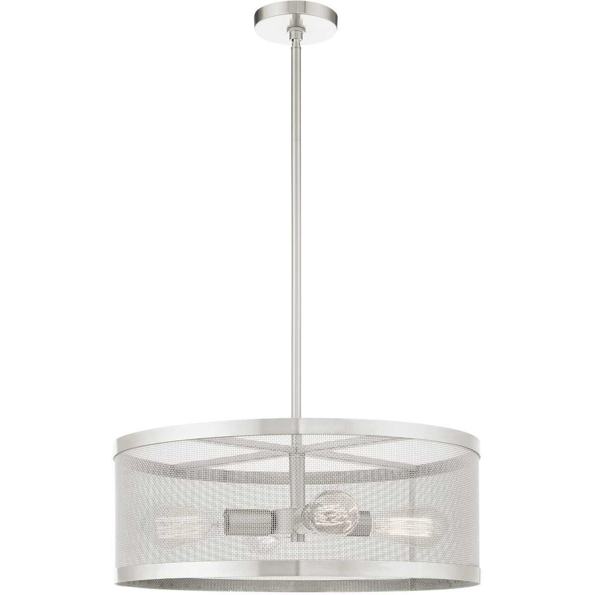 Industro 4 Light 20 inch Brushed Nickel Chandelier Ceiling Light