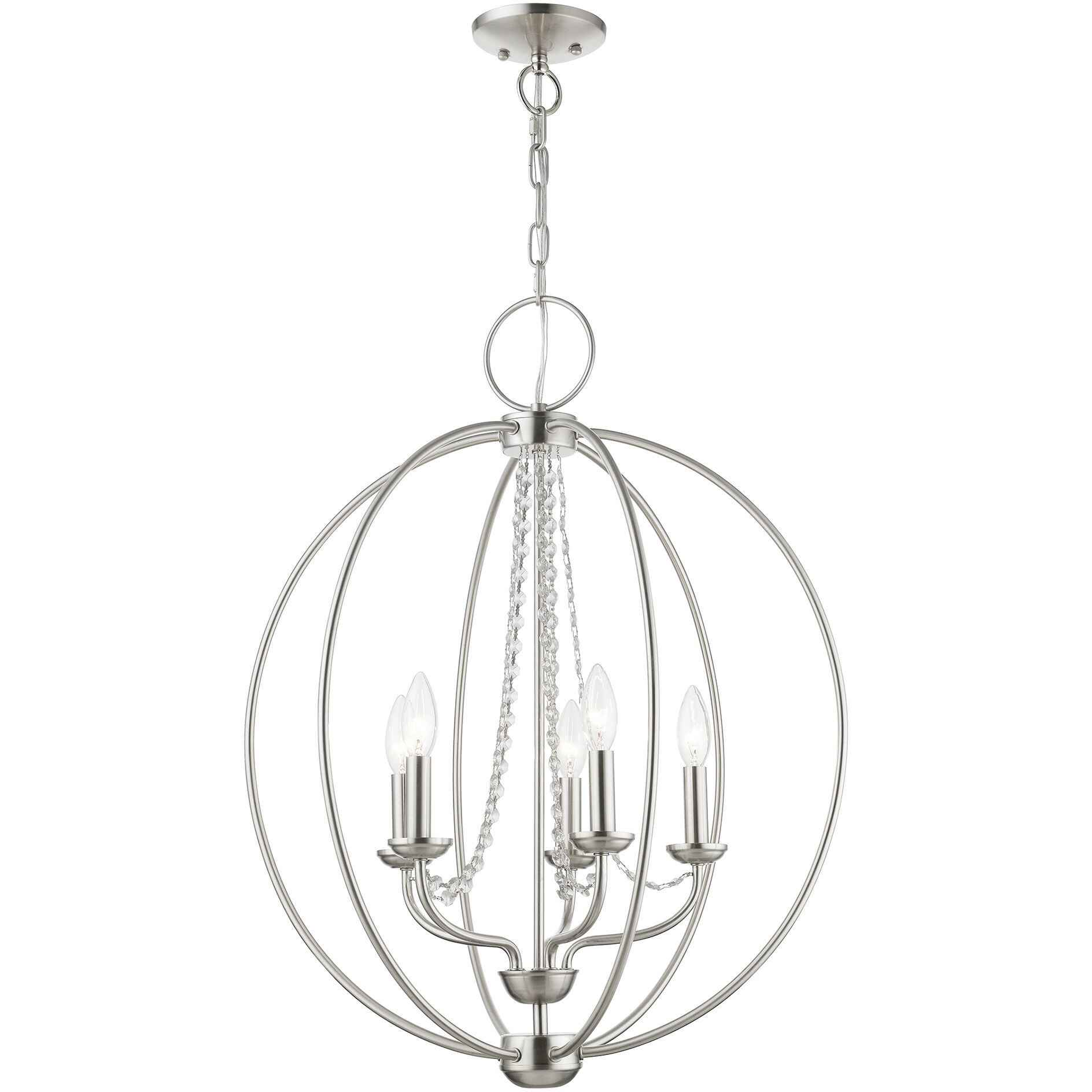 Arabella 5 Light 22 inch Brushed Nickel Chandelier Ceiling Light, Globe