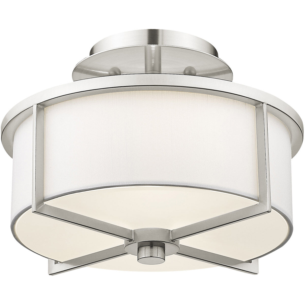 Wesley 2 Light 11 inch Brushed Nickel Semi-Flush Mount Ceiling Light