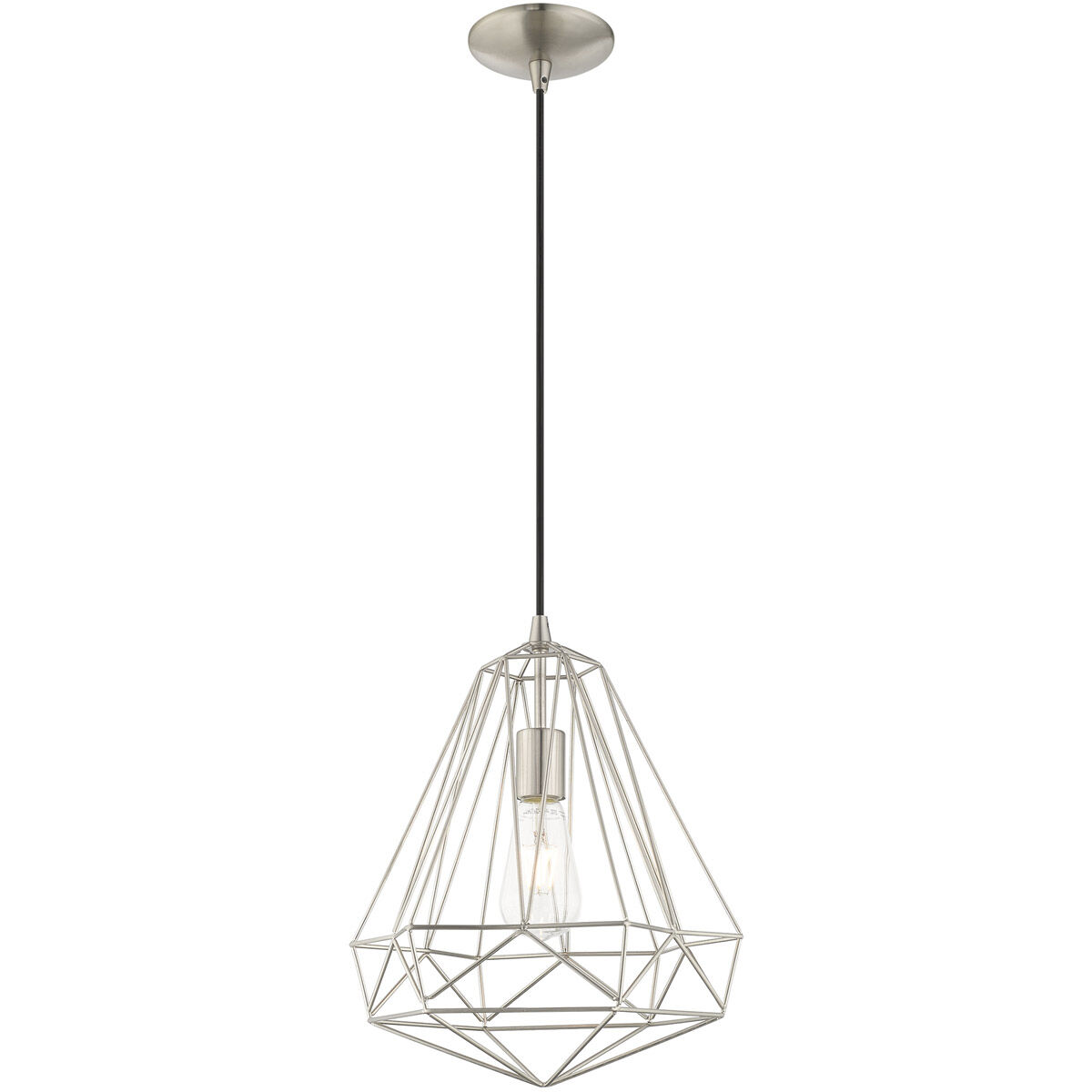 Geometric 1 Light 12 inch Brushed Nickel Mini Pendant Ceiling Light