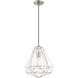 Geometric 1 Light 12 inch Brushed Nickel Mini Pendant Ceiling Light