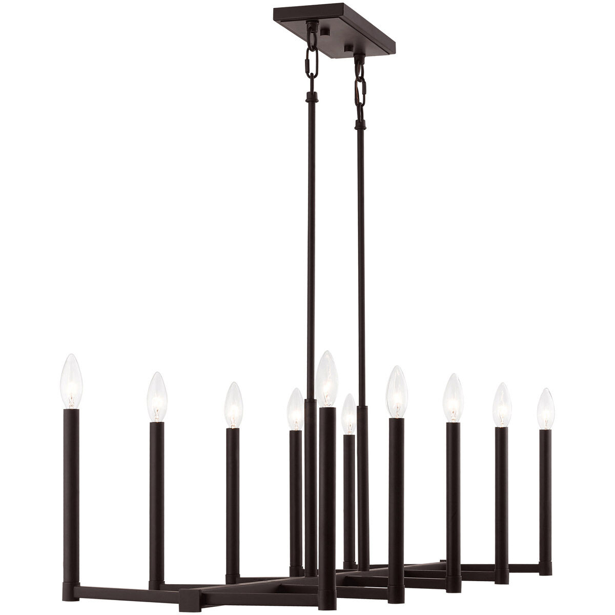 Alpine 10 Light 43 inch Bronze Linear Chandelier Ceiling Light