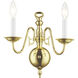Williamsburgh 2 Light 13 inch Polished Brass Wall Sconce Wall Light