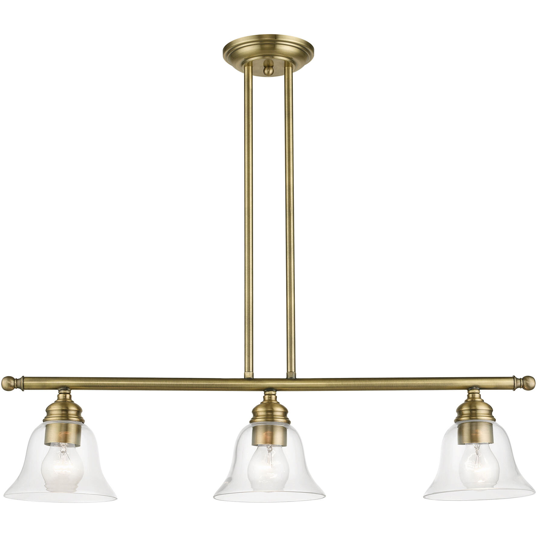 Moreland 3 Light 30 inch Antique Brass Linear Chandelier Ceiling Light