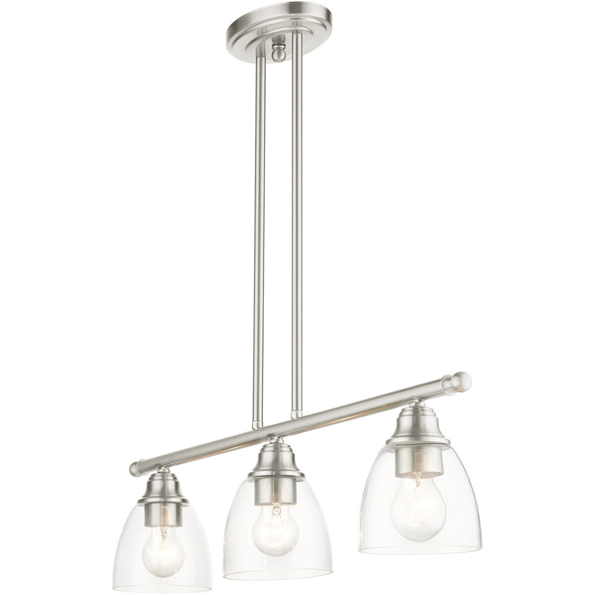 Montgomery 3 Light 30 inch Brushed Nickel Linear Chandelier Ceiling Light