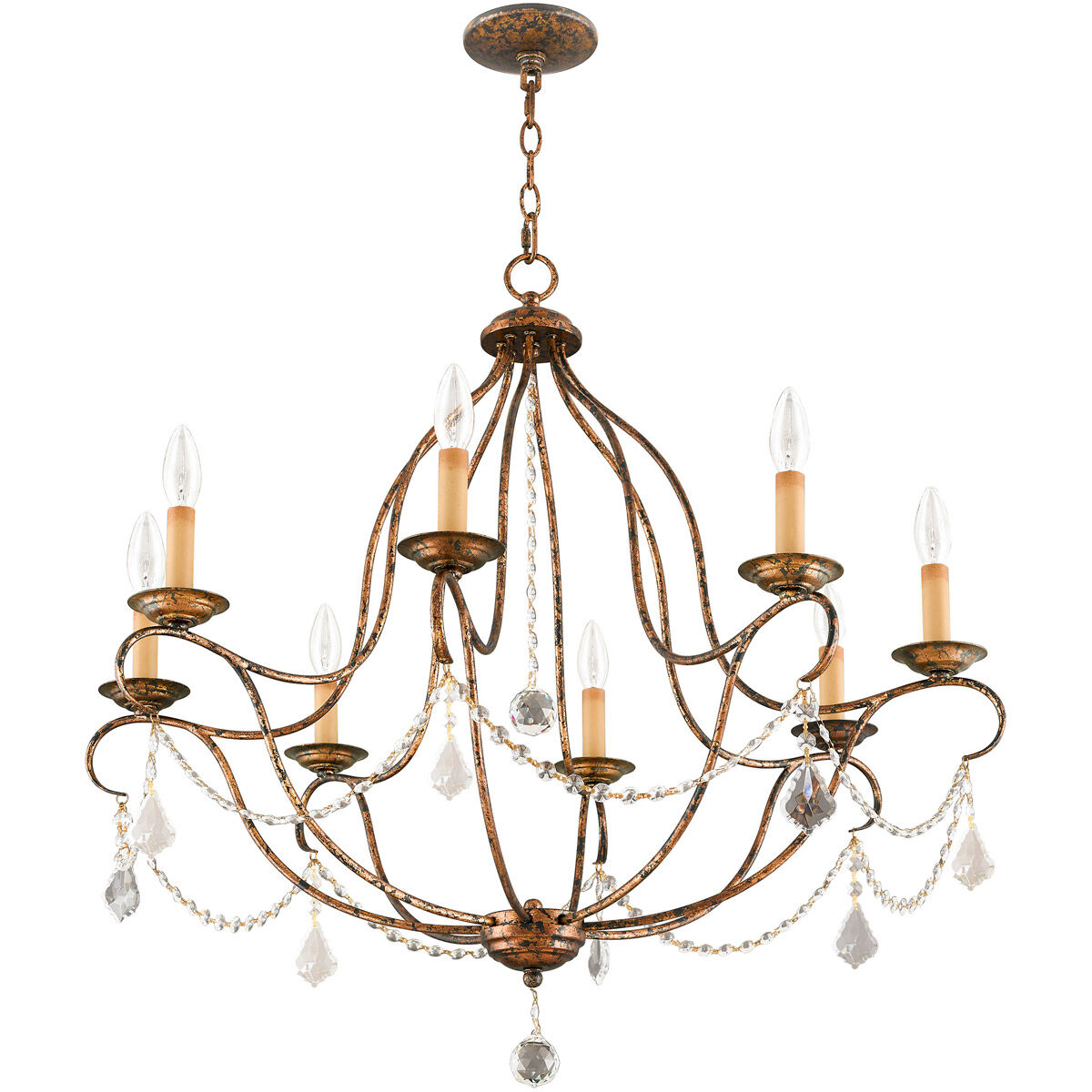 Chesterfield 8 Light 32 inch Hand Applied Venetian Golden Bronze Chandelier Ceiling Light