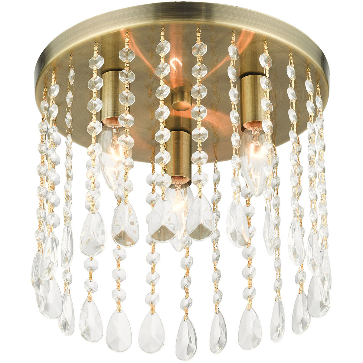 Elizabeth 3 Light 11 inch Antique Brass Flush Mount Ceiling Light