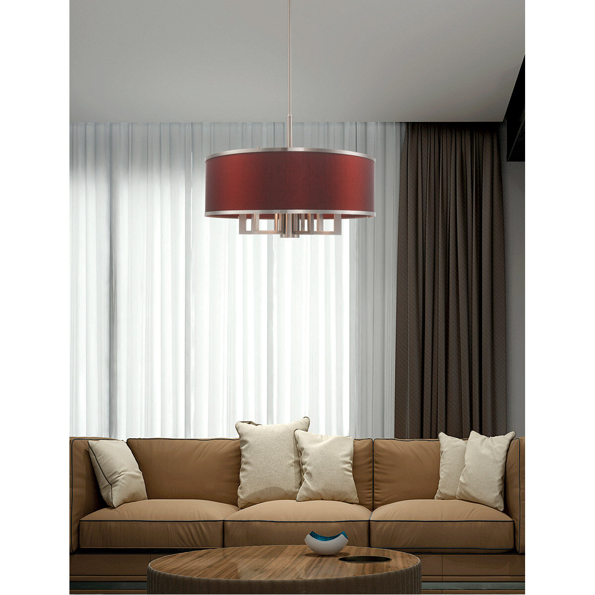 Park Ridge 7 Light 24 inch Brushed Nickel Pendant Chandelier Ceiling Light