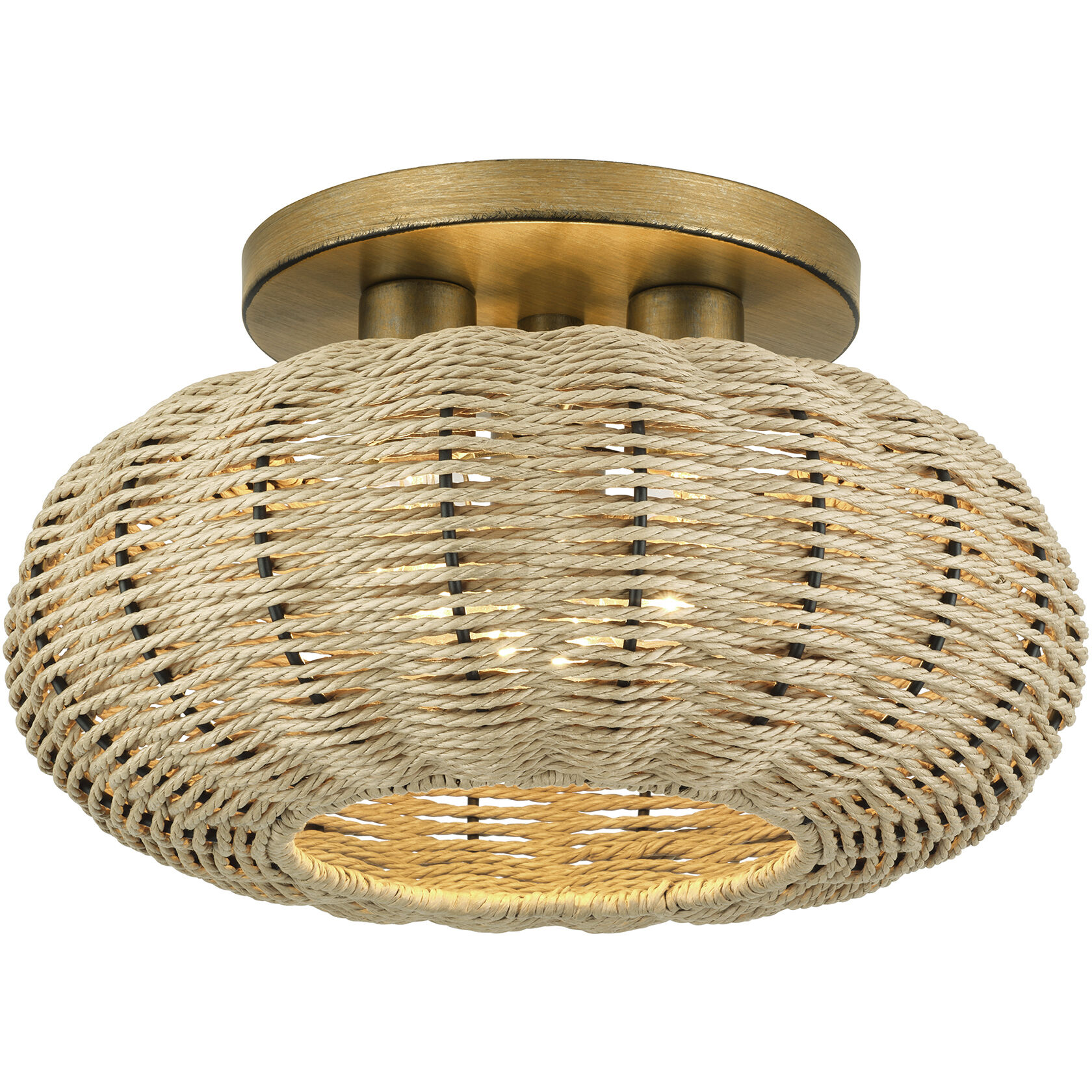 Summervine 3 Light 14 inch Antique Gold Leaf Semi Flush Mount Ceiling Light, Large