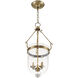 Jefferson 3 Light 12 inch Antique Brass Chain Lantern