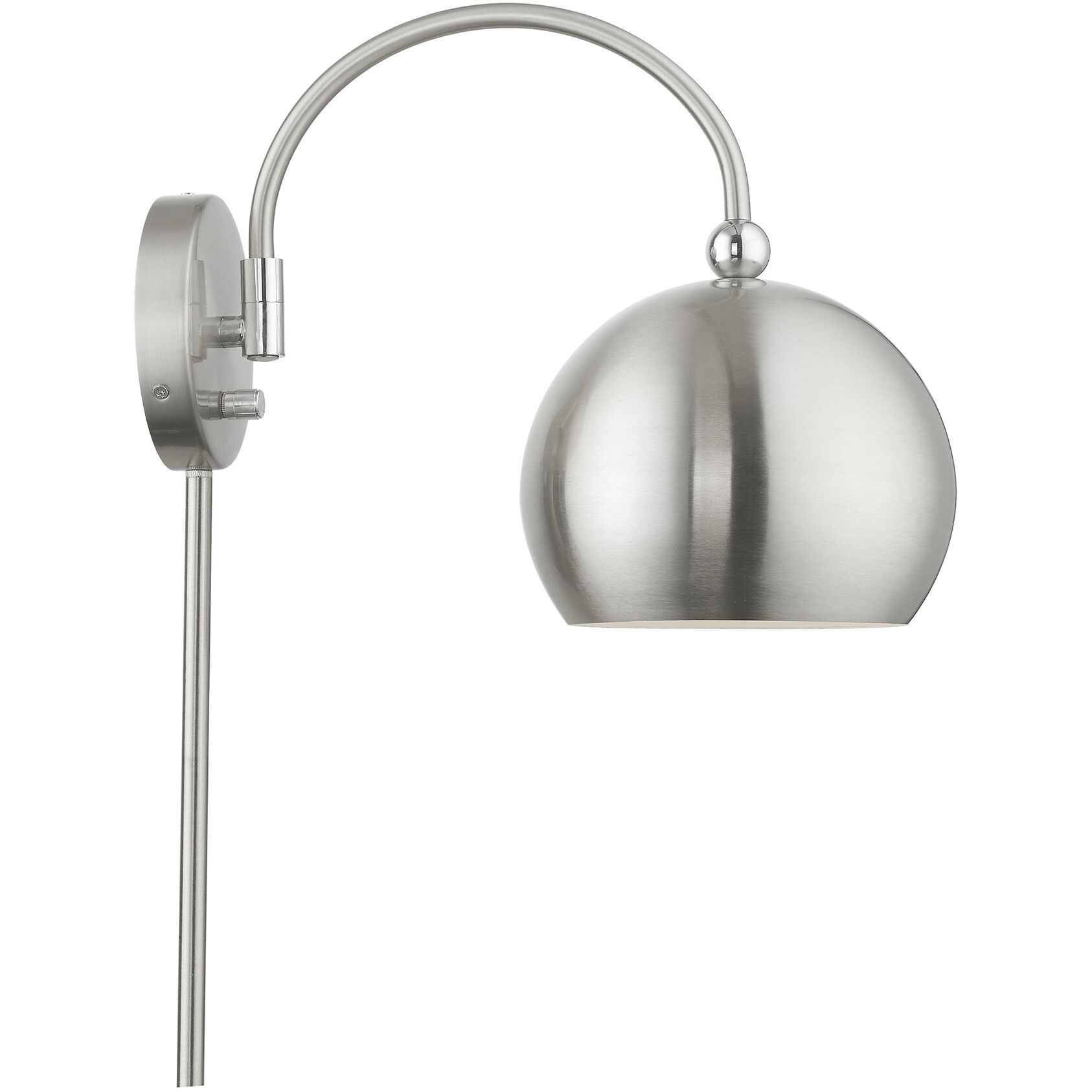 Stockton 15 inch 60.00 watt Brushed Nickel with Polished Chrome Accents Swing Arm Wall Lamp Wall Light