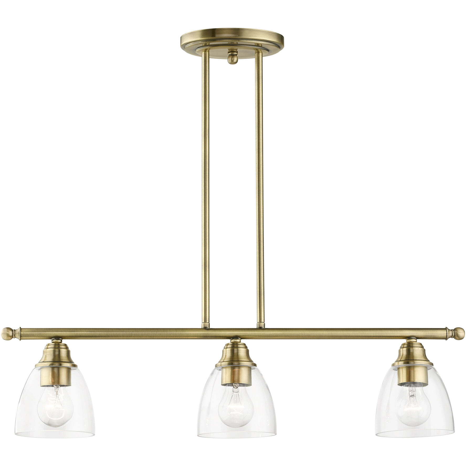 Montgomery 3 Light 30 inch Antique Brass Linear Chandelier Ceiling Light