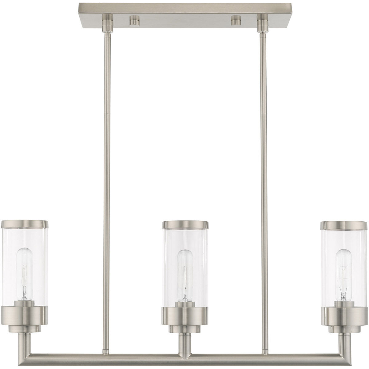 Hillcrest 3 Light 28 inch Brushed Nickel Linear Chandelier Ceiling Light
