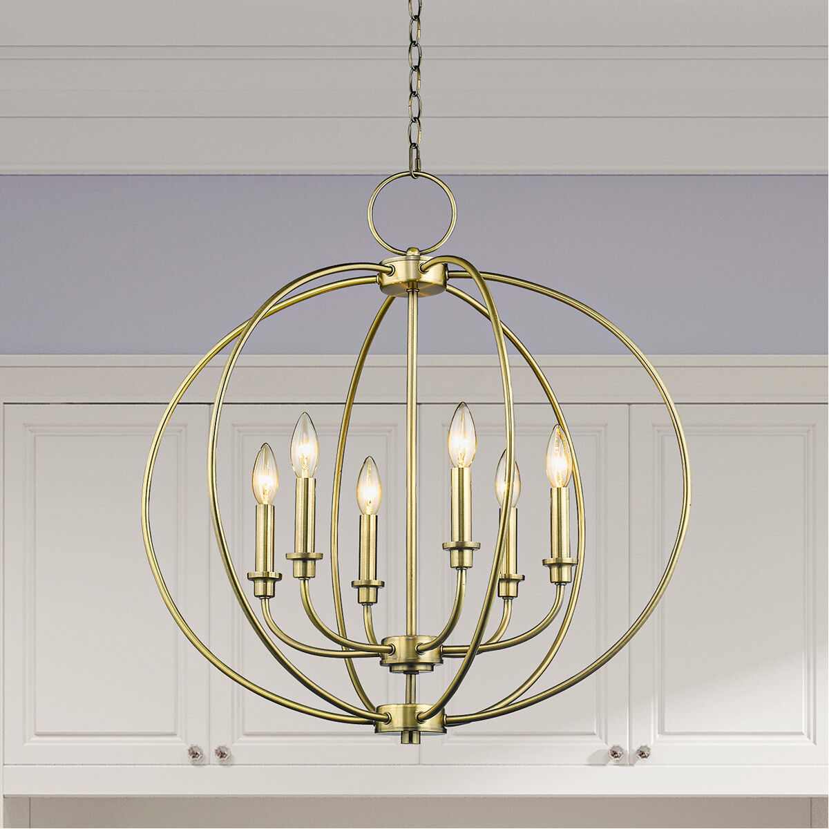 Milania 6 Light 25 inch Antique Brass Chandelier Ceiling Light