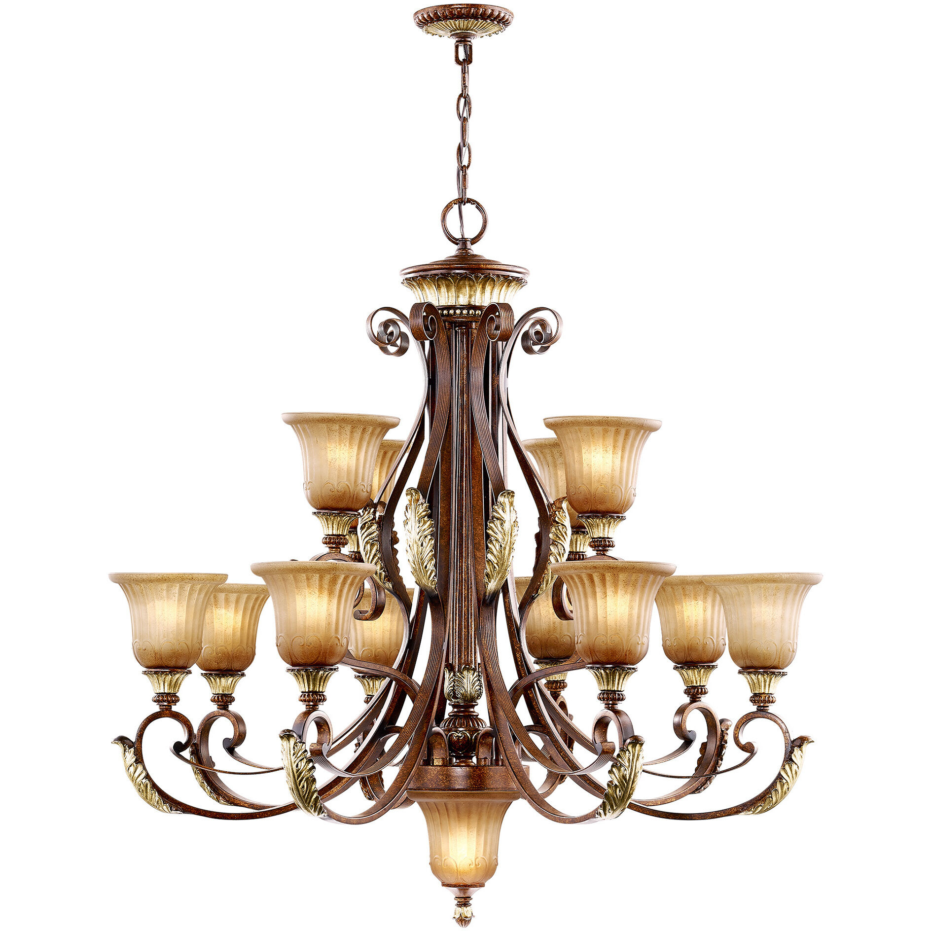 Villa Verona 13 Light 40 inch Verona Bronze with Aged Gold Leaf Accents Chandelier Ceiling Light