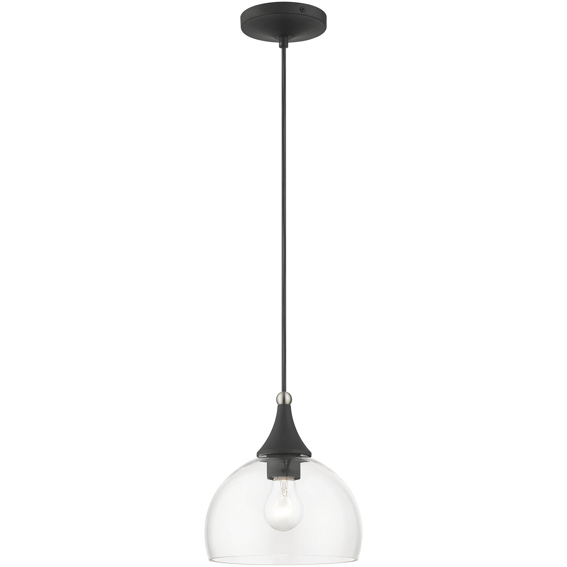 Glendon 1 Light 8.25 inch Black with Brushed Nickel Accents Glass Pendant Ceiling Light