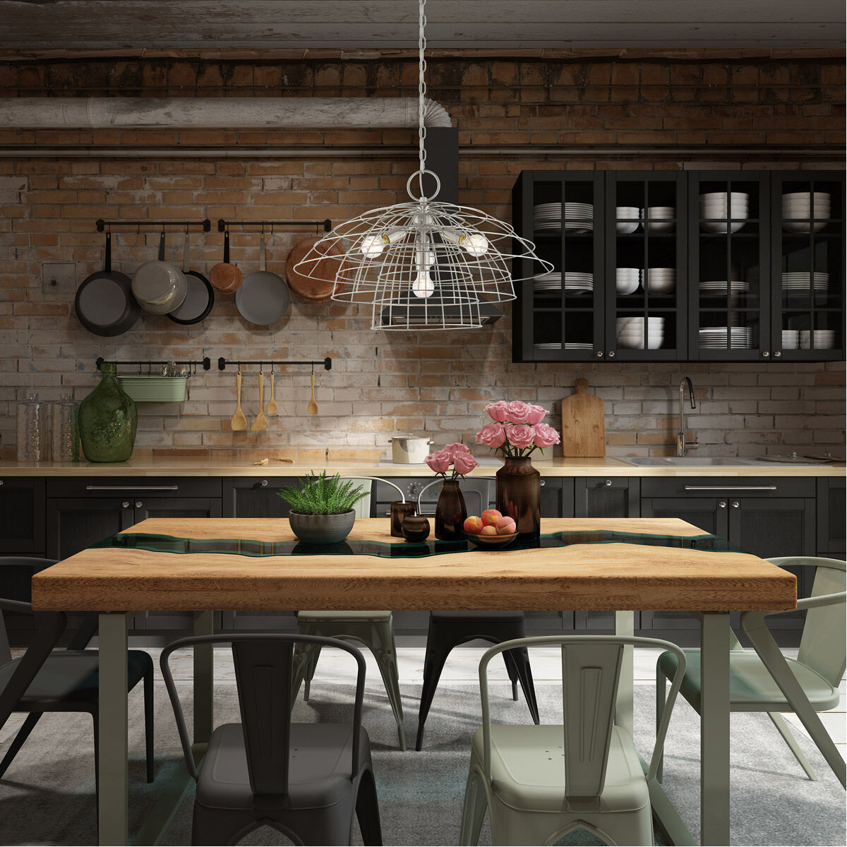 Brooklyn 4 Light 28 inch Brushed Nickel Chandelier Ceiling Light