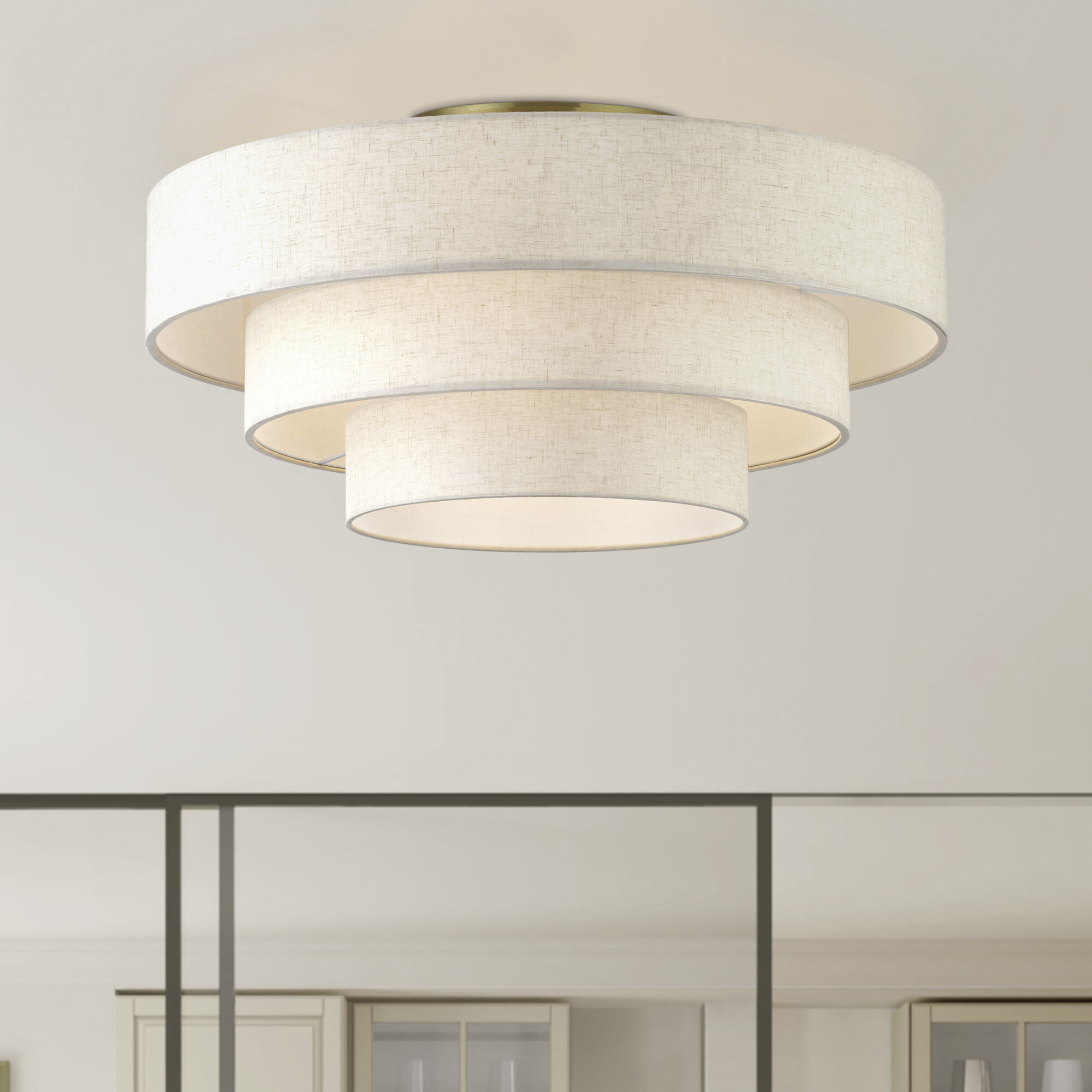 Manorwood 5 Light 28 inch Antique Brass Semi Flush Mount Ceiling Light, Extra Large