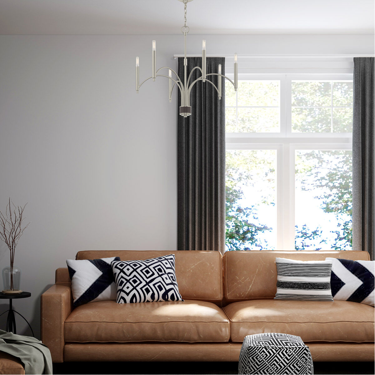 Wisteria 6 Light 26 inch Brushed Nickel Chandelier Ceiling Light