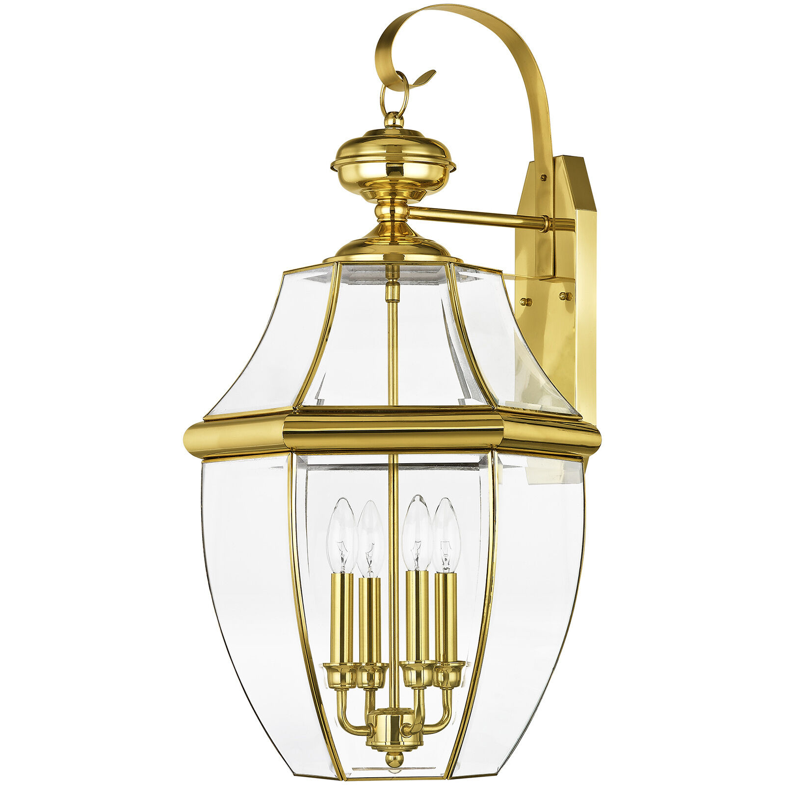 Monterey 4 Light 30 inch Polished Brass Outdoor Wall Lantern