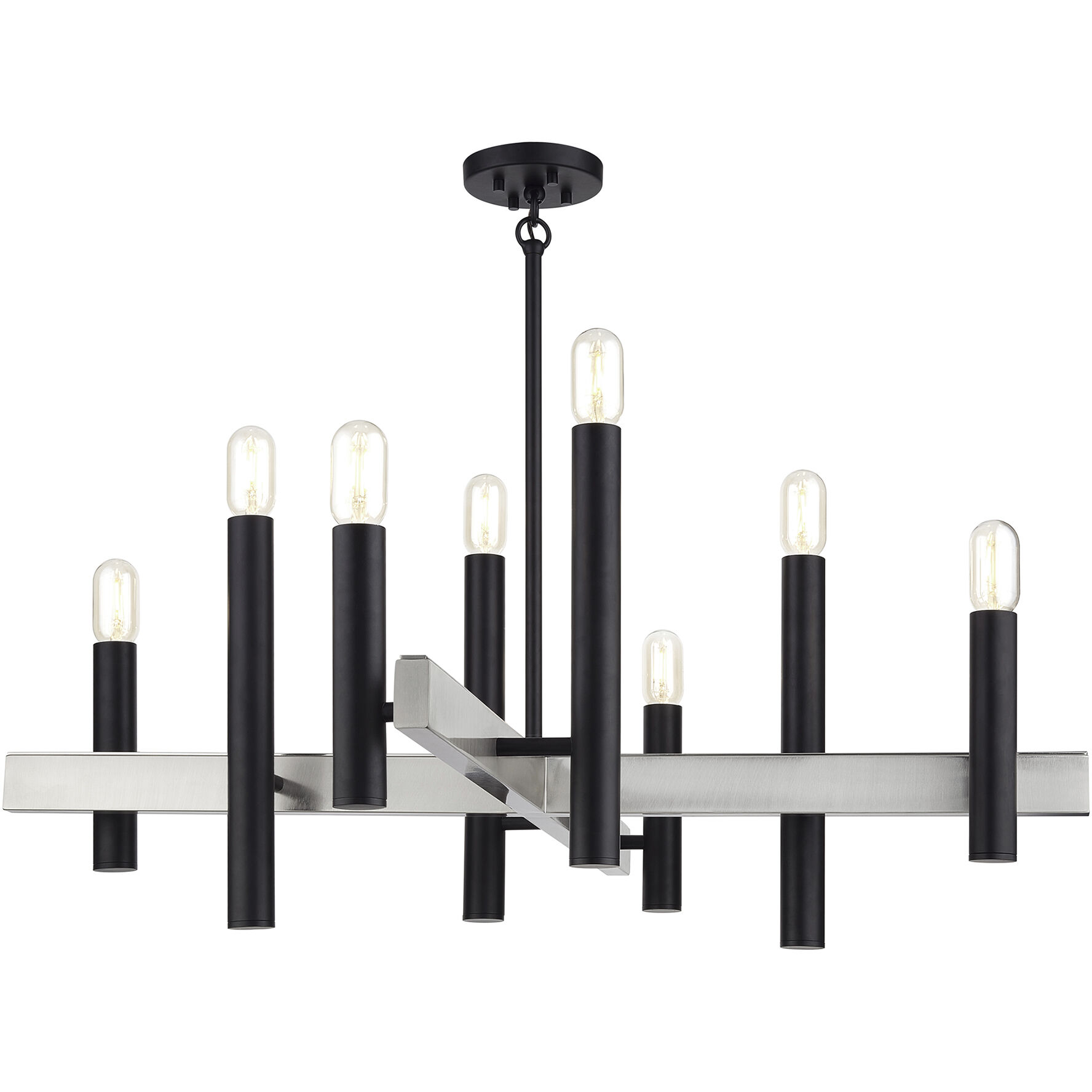 Helsinki 8 Light 38 inch Black with Brushed Nickel Accents Chandelier Ceiling Light