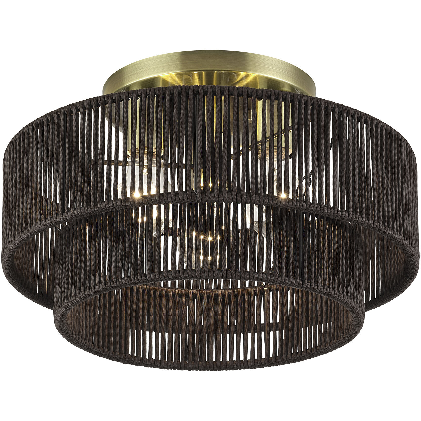 Acordia 3 Light 15 inch Antique Brass Semi Flush Mount Ceiling Light, Large