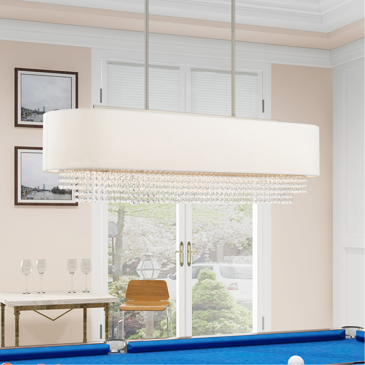 Carlisle 5 Light 41 inch Brushed Nickel Linear Chandelier Ceiling Light