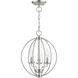 Arabella 3 Light 12 inch Brushed Nickel Convertible Mini Chandelier/ Semi-Flush Ceiling Light, Globe