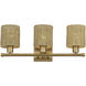 Weavington 3 Light 23.5 inch Antique Gold Leaf Vanity Wall Sconce Wall Light
