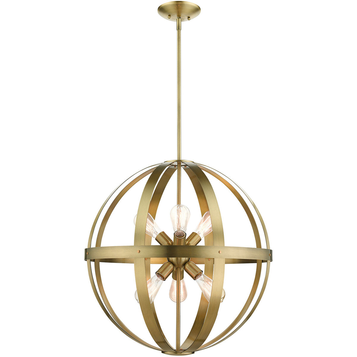 Stoneridge 6 Light 24 inch Antique Brass Pendant Chandelier Ceiling Light