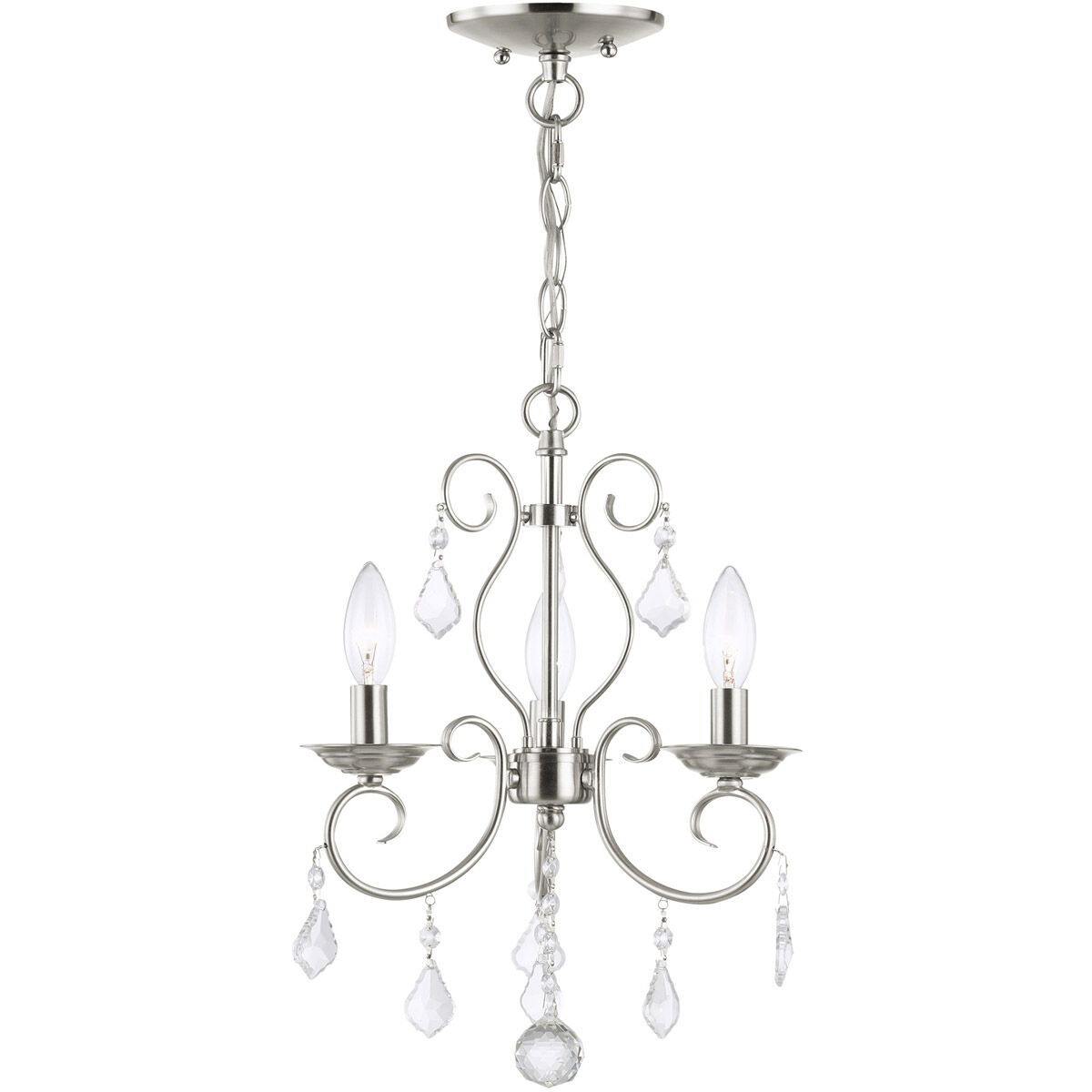 Donatella 3 Light 12 inch Brushed Nickel Convertible Mini Chandelier/Ceiling Mount Ceiling Light