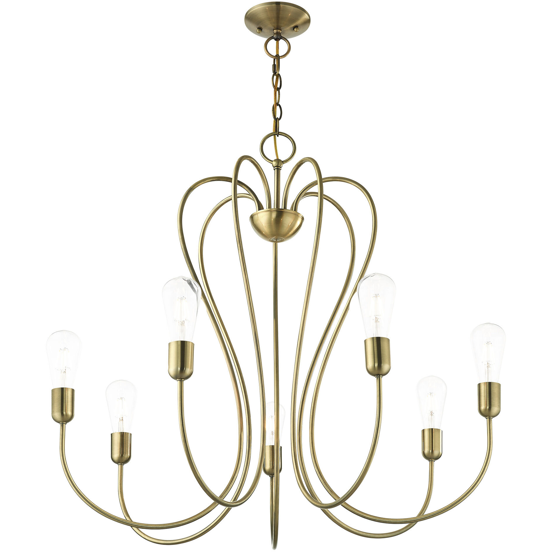 Lucerne 7 Light 30 inch Antique Brass Chandelier Ceiling Light