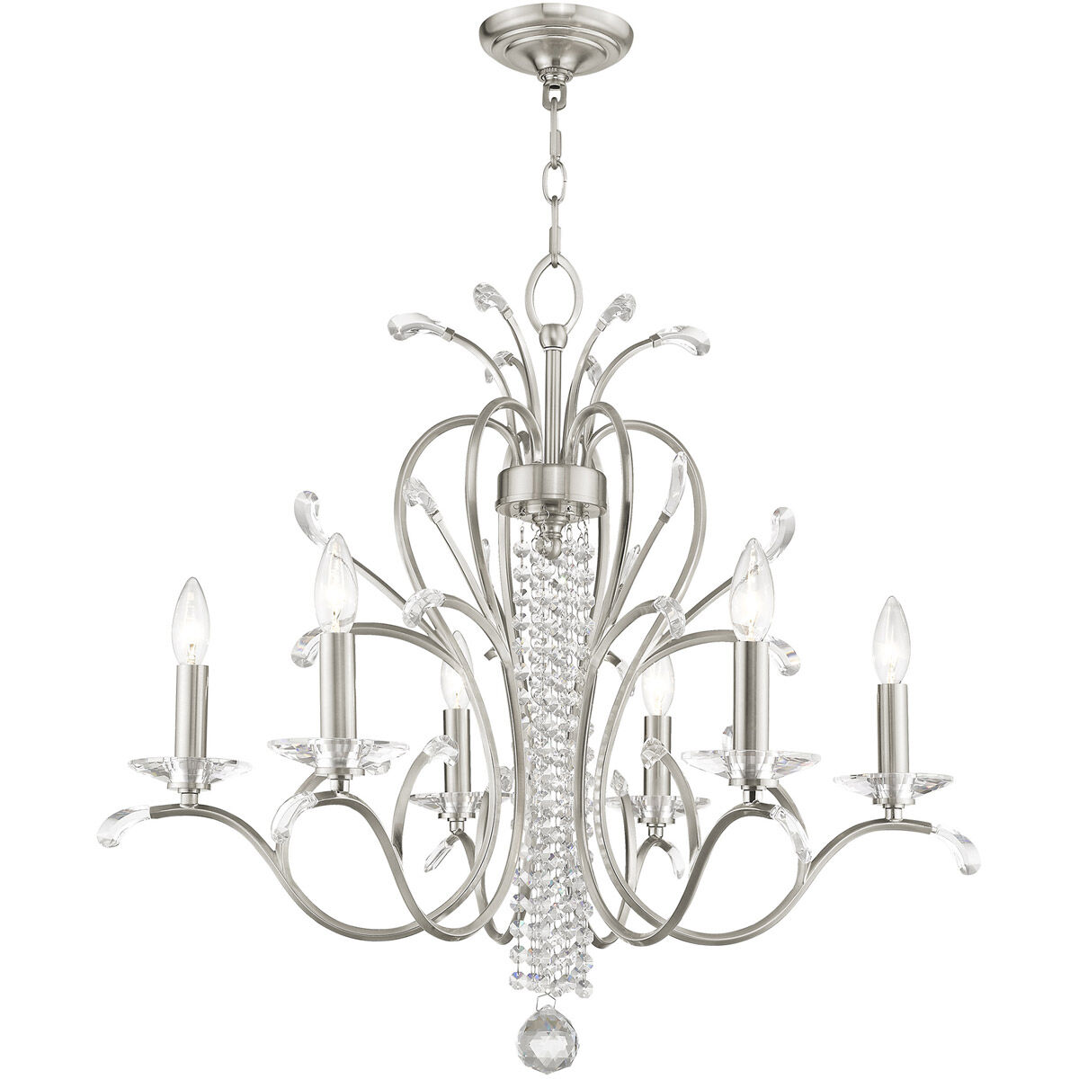 Serafina 6 Light 28 inch Brushed Nickel Chandelier Ceiling Light