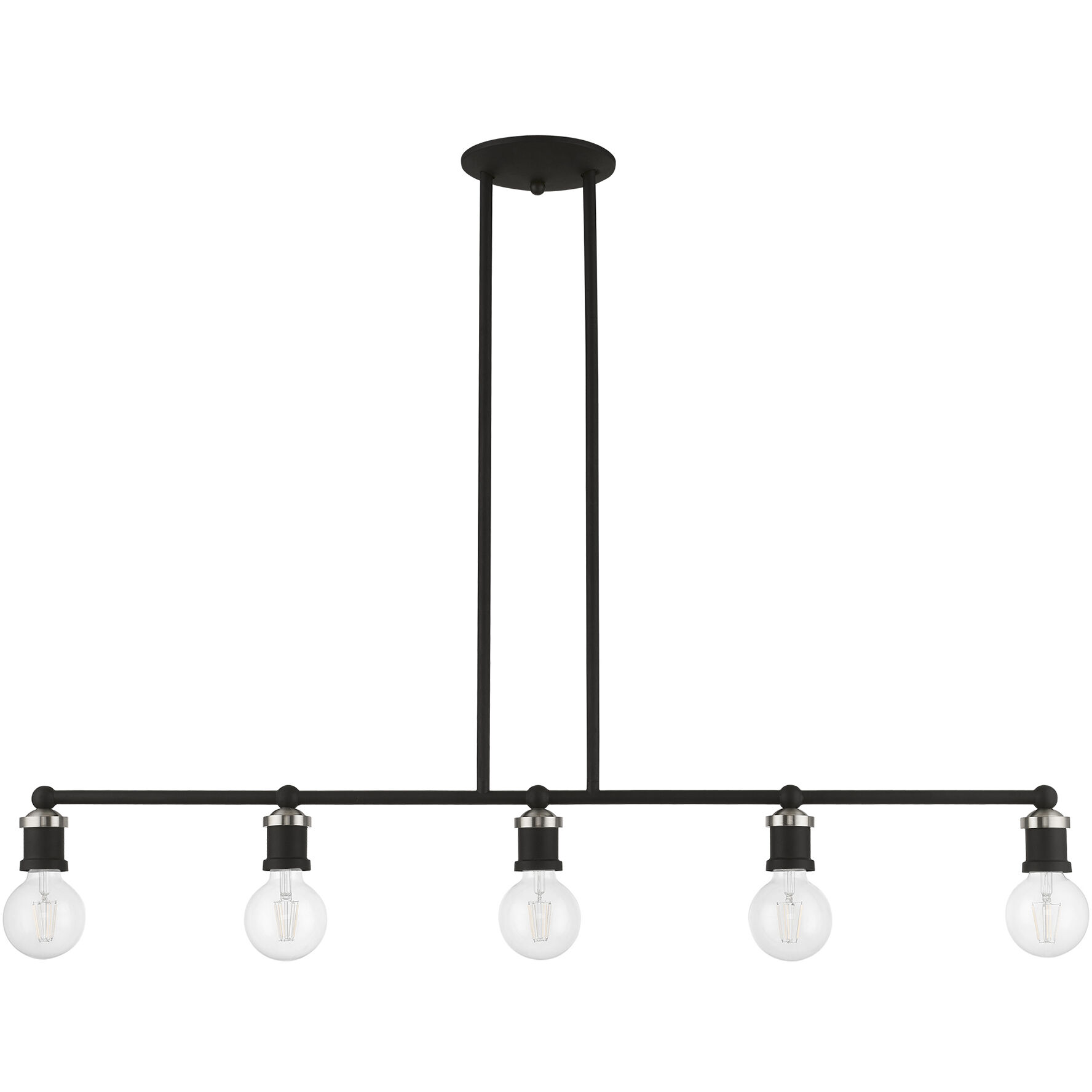 Lansdale 5 Light 40 inch Black with Brushed Nickel Accents Linear Chandelier Ceiling Light, Large