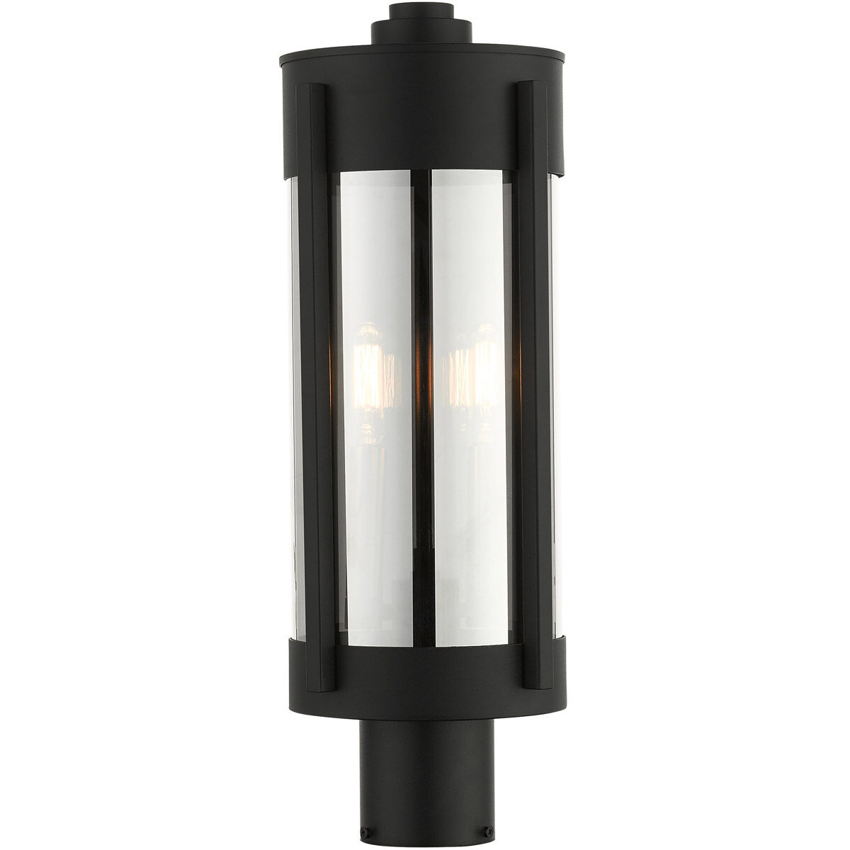 Sheridan 2 Light 19 inch Black with Brushed Nickel Candles Outdoor Post Top Lantern