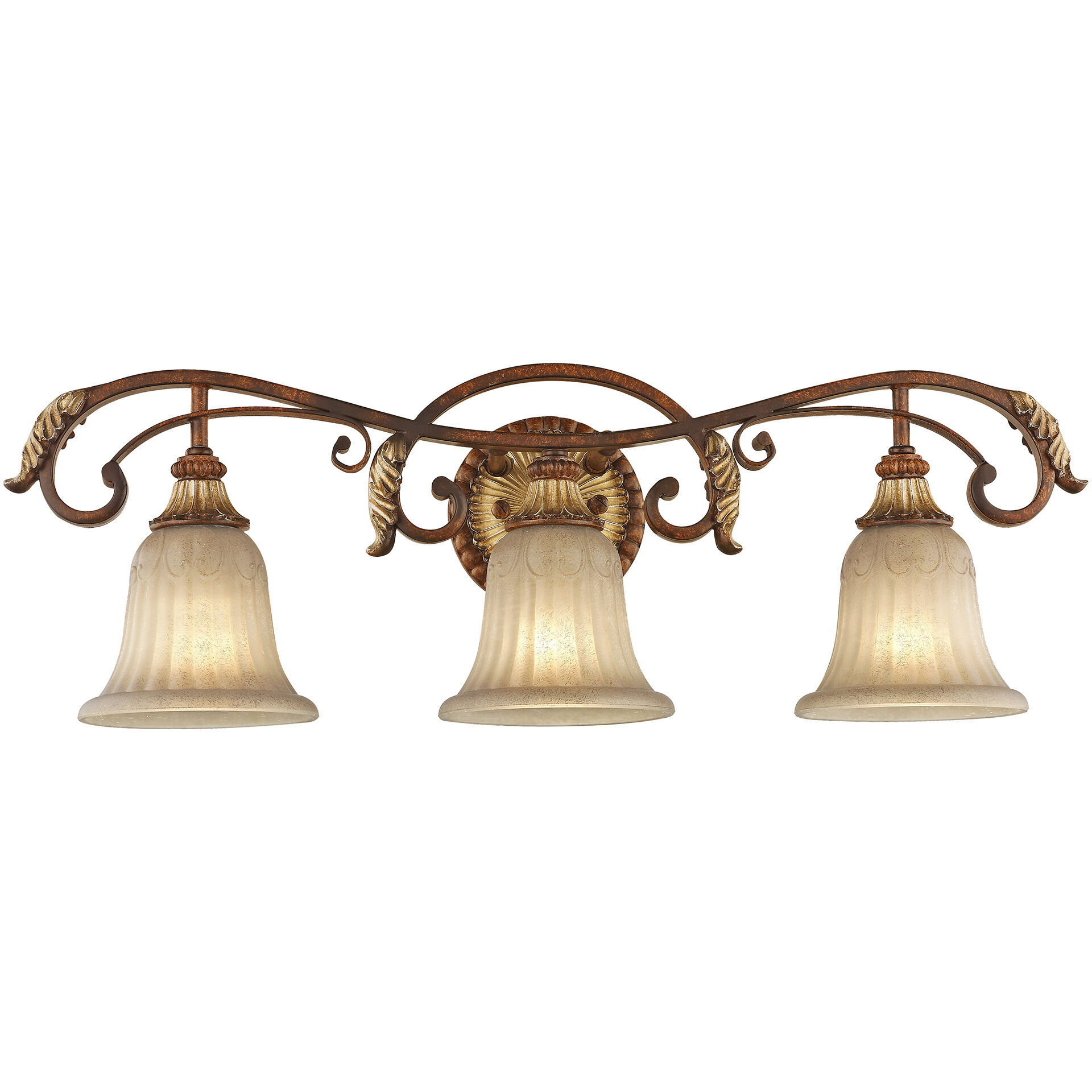 Villa Verona 3 Light 30 inch Verona Bronze with Aged Gold Leaf Accents Bath Vanity Wall Light