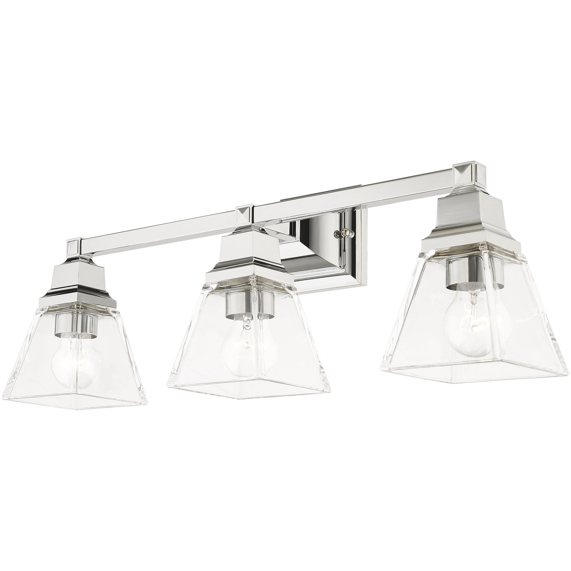 Mission 3 Light 25 inch Polished Chrome Vanity Sconce Wall Light