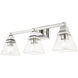 Mission 3 Light 25 inch Polished Chrome Vanity Sconce Wall Light