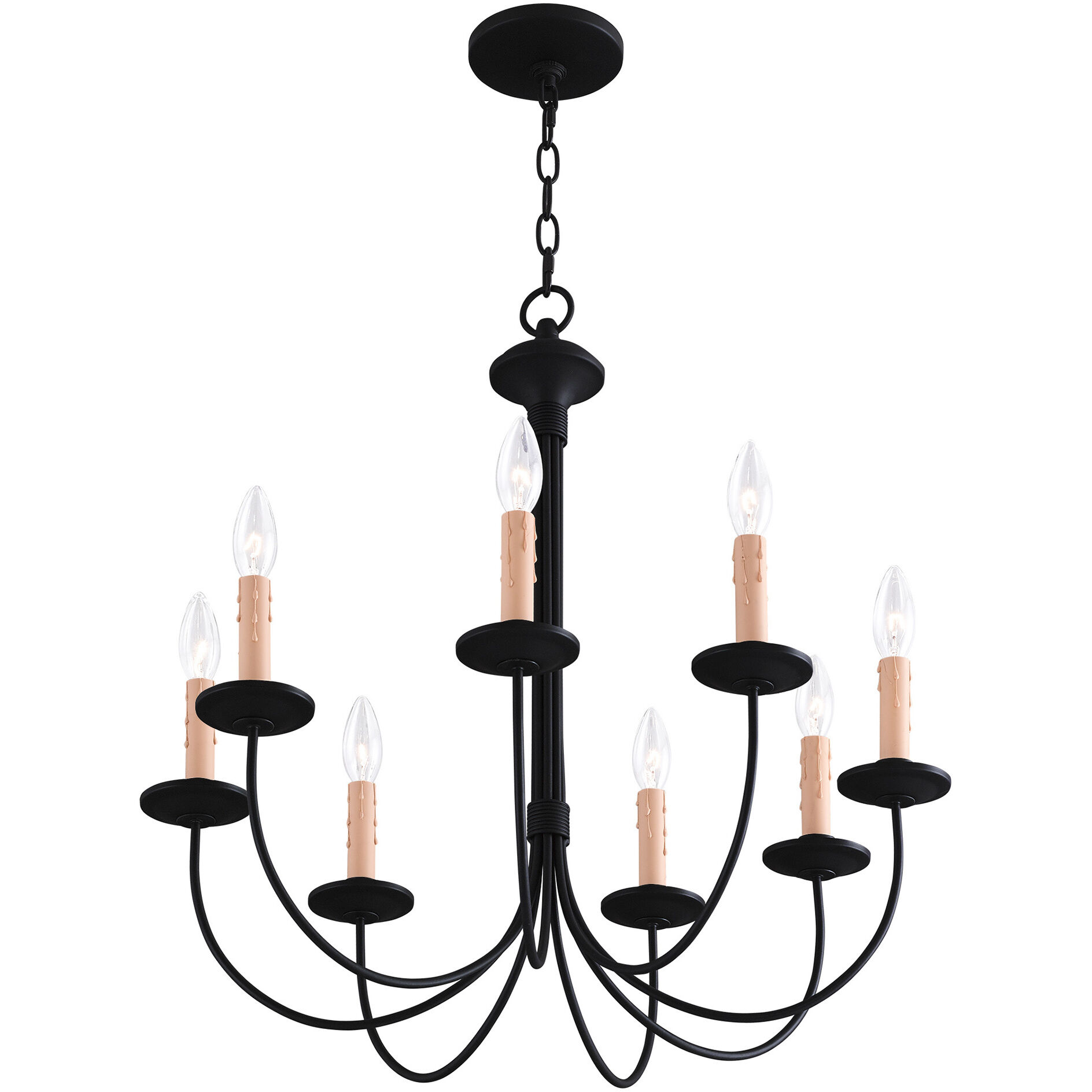 Heritage 8 Light 24 inch Black Chandelier Ceiling Light